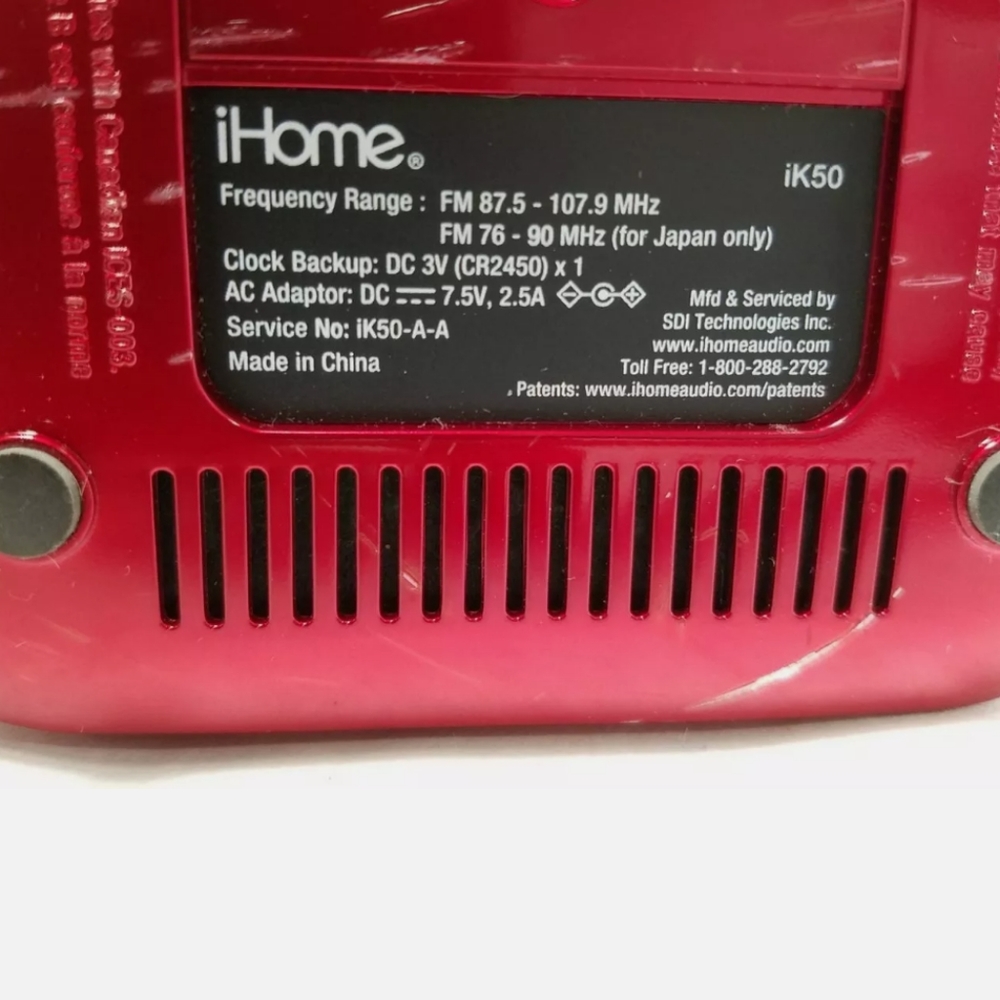 iHome Clock Dock System Kindle Charger Universal iK50 Red speaker - Picture 6 of 6